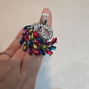 Multicolor Crystal Peacock Ring